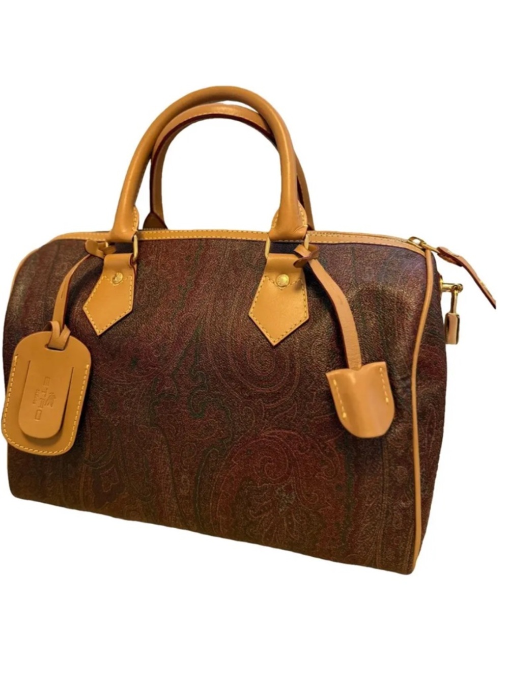 SOLD!!! Etro Brown Paisley Leather Satchel with Tan Trim EUC (900-1500 value) - Picture 8 of 17